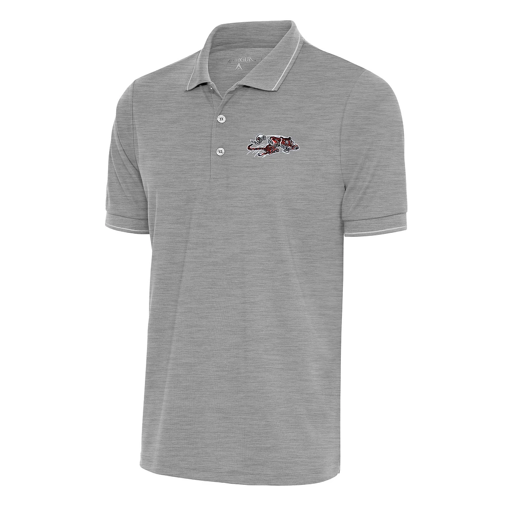 Men's Antigua Heather Gray Cincinnati Bengals Team Logo Throwback Affluent Polo