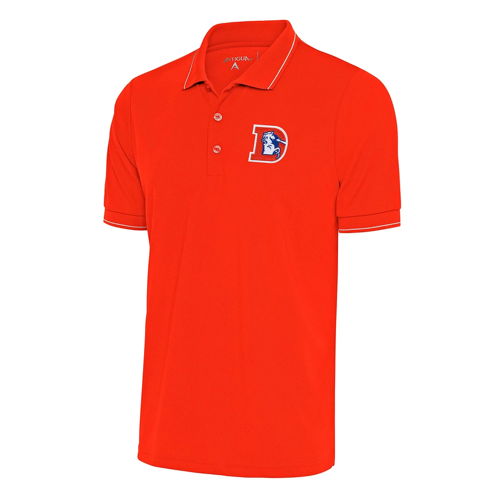 Men's Antigua Orange Denver Broncos Team Logo Throwback Affluent Polo