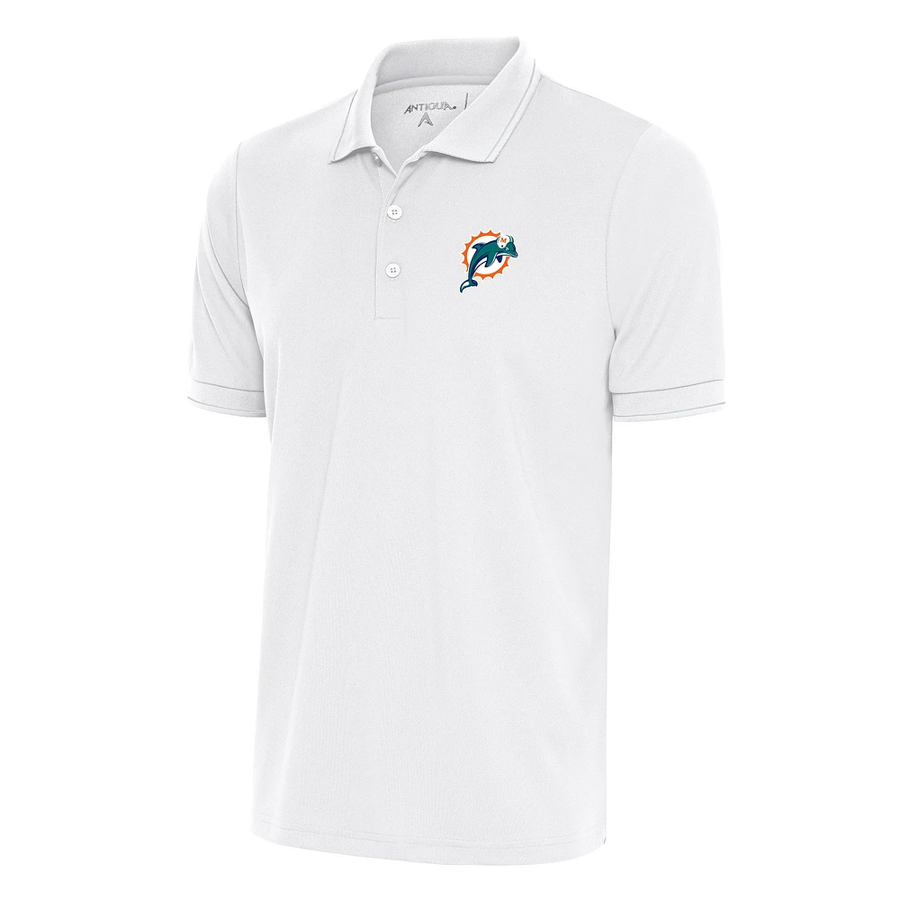 Men's Antigua White Miami Dolphins Team Logo Throwback Affluent Polo