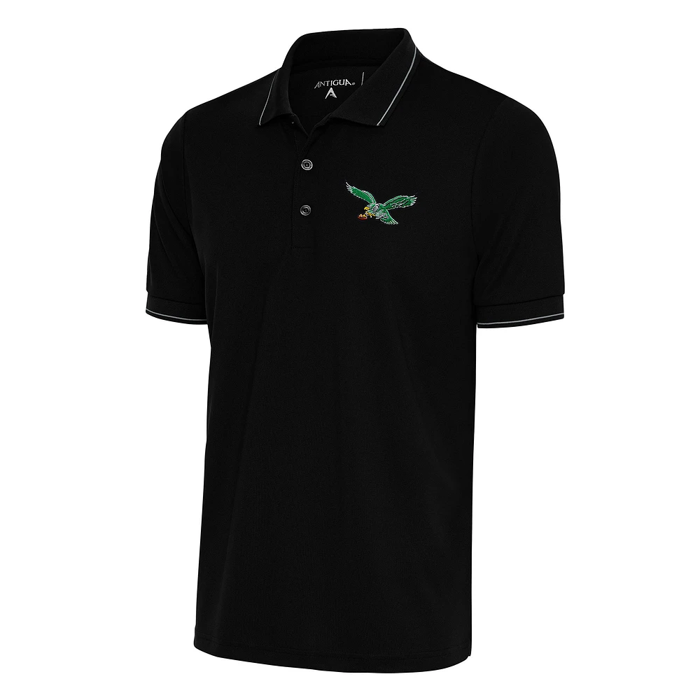 Men's Antigua Black Philadelphia Eagles Team Logo Throwback Affluent Polo