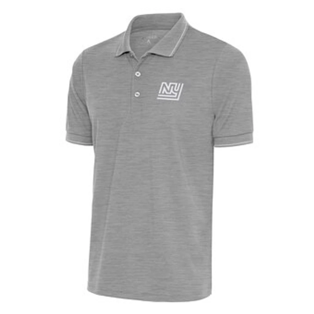 Men's Antigua Heather Gray New York Giants Team Logo Throwback Affluent Polo