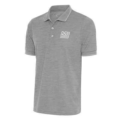 Men's Antigua Heather Gray New York Giants Team Logo Throwback Affluent Polo