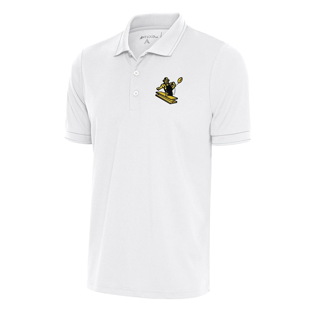Men's Antigua White Pittsburgh Steelers Team Logo Throwback Affluent Polo