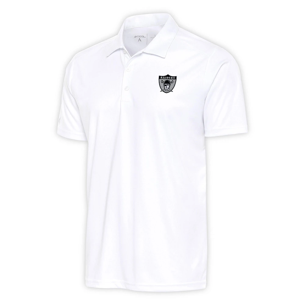 Men's Antigua White Las Vegas Raiders Team Logo Throwback Apex Polo