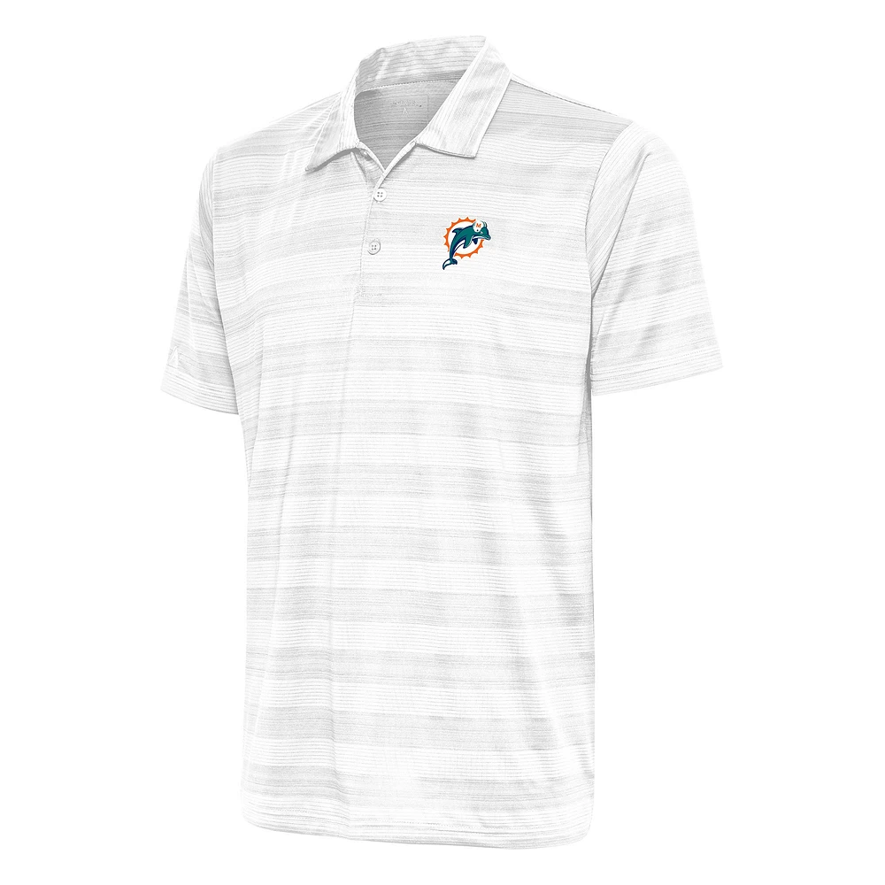 Men's Antigua White Miami Dolphins Team Logo Throwback Compass Polo