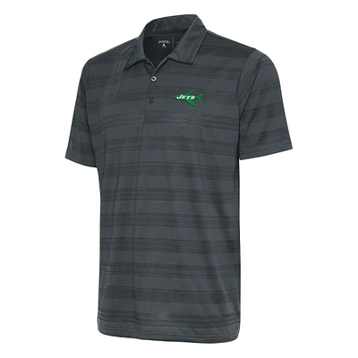 Men's Antigua Charcoal New York Jets Team Logo Throwback Compass Polo