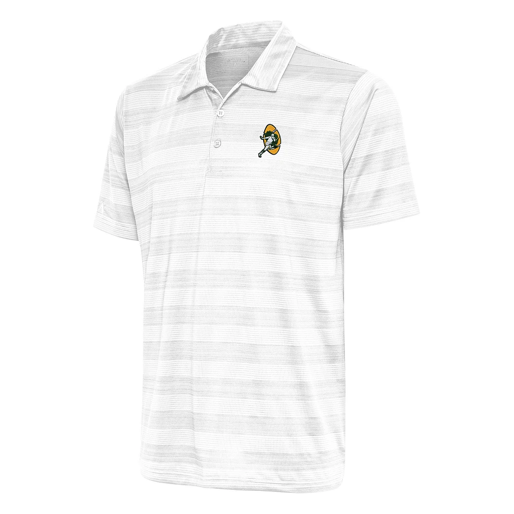 Men's Antigua White Green Bay Packers Team Logo Throwback Compass Polo