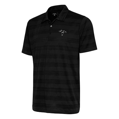 Men's Antigua Black Carolina Panthers Team Logo Throwback Compass Polo