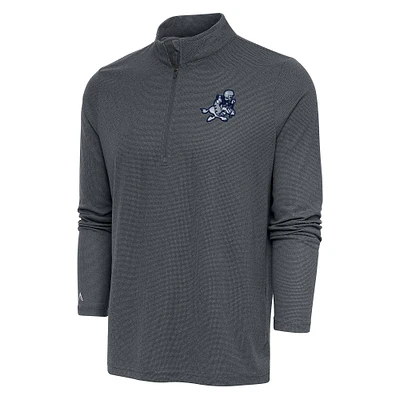 Men's Antigua Heather Charcoal Dallas Cowboys Team Logo Throwback Quarter-Zip Pullover Top