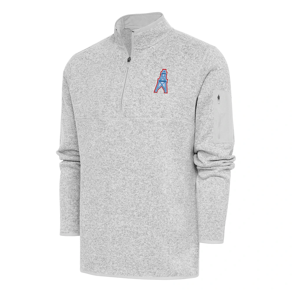 Men's Antigua Houston Oilers Team Logo Throwback Fortune Quarter-Zip Pullover Jacket