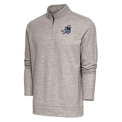 Men's Antigua Oatmeal Dallas Cowboys Team Logo Throwback Gambit Quarter-Zip Pullover Top