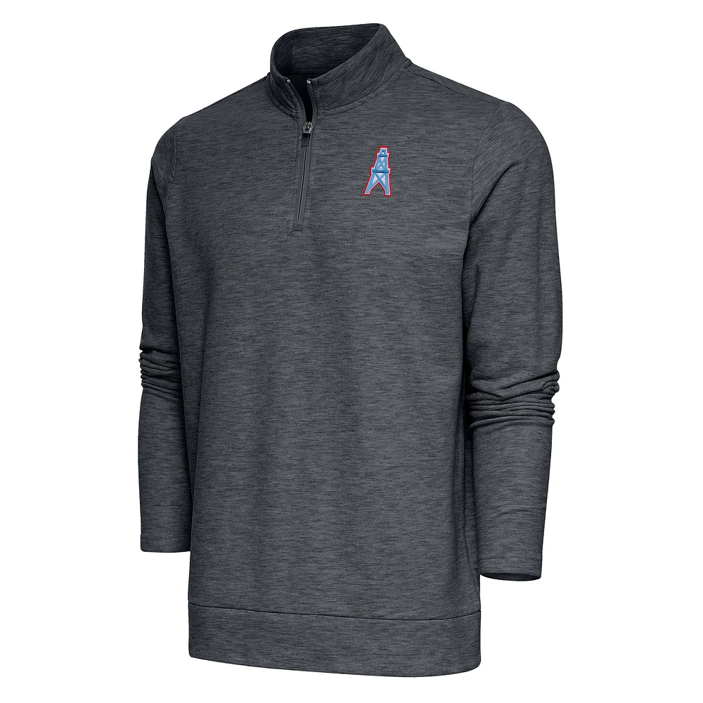 Men's Antigua Houston Oilers Team Logo Throwback Gambit Quarter-Zip Pullover Top