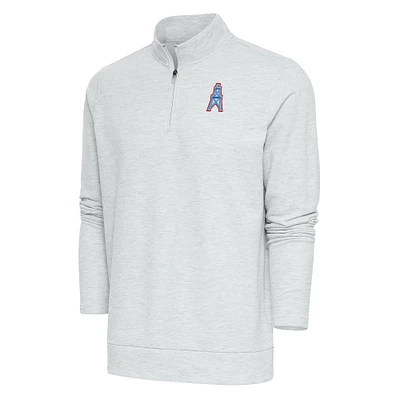 Men's Antigua Houston Oilers Team Logo Throwback Gambit Quarter-Zip Pullover Top