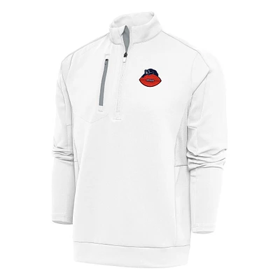 Men's Antigua White Chicago Bears Team Logo Throwback Generation Quarter-Zip Pullover Top