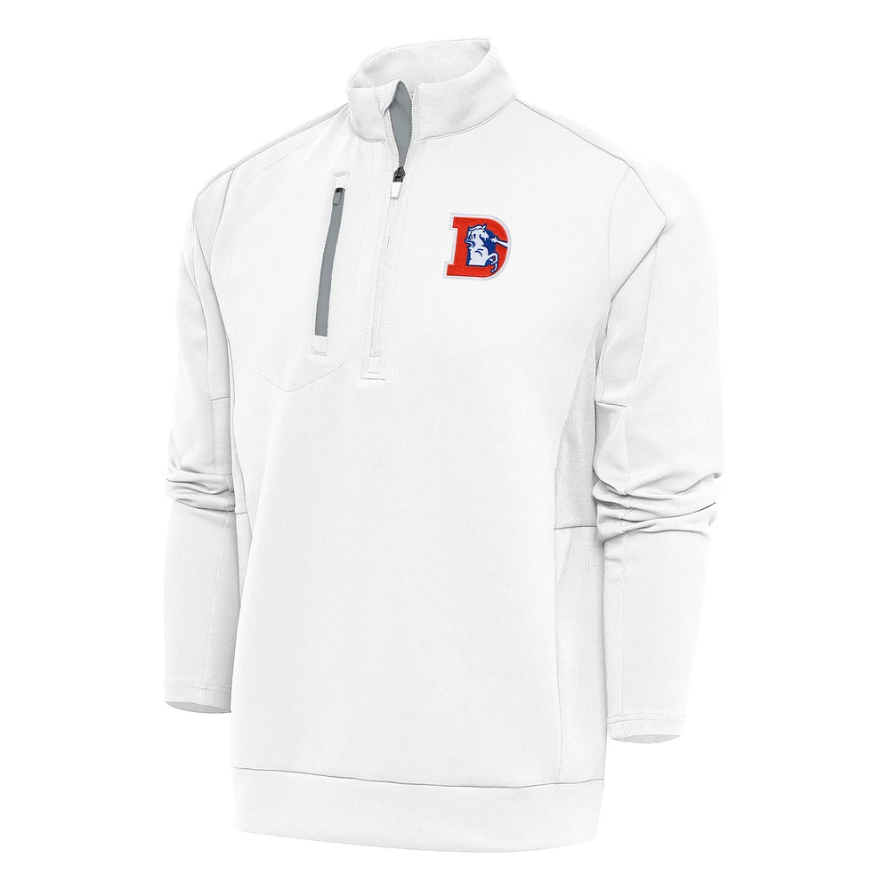 Men's Antigua Denver Broncos Team Logo Throwback Generation Quarter-Zip Pullover Top