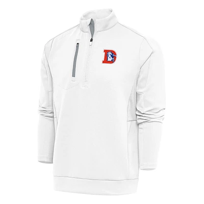 Men's Antigua Denver Broncos Team Logo Throwback Generation Quarter-Zip Pullover Top