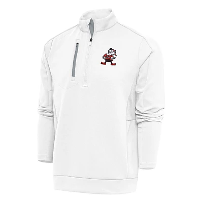 Men's Antigua Cleveland Browns Team Logo Throwback Generation Quarter-Zip Pullover Top
