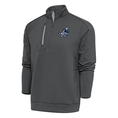 Men's Antigua Charcoal Dallas Cowboys Team Logo Throwback Generation Quarter-Zip Pullover Top