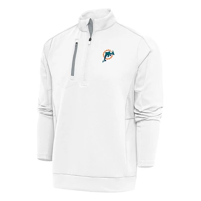Men's Antigua Miami Dolphins Team Logo Throwback Generation Quarter-Zip Pullover Top