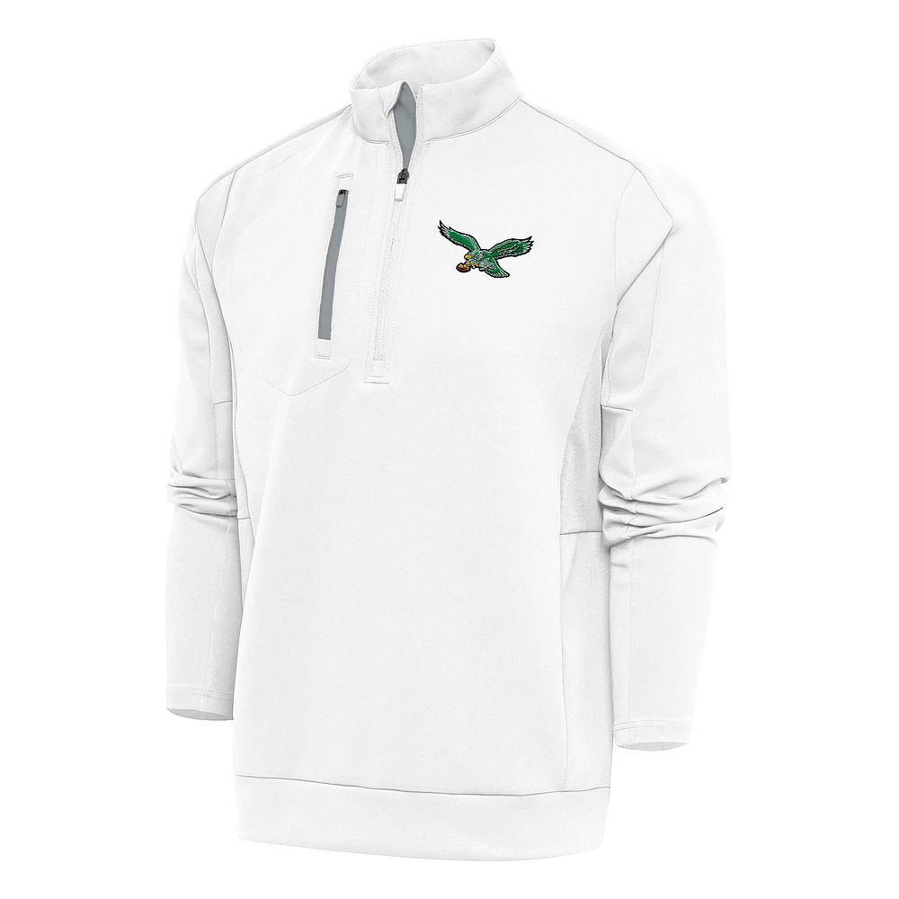 Men's Antigua Philadelphia Eagles Team Logo Throwback Generation Quarter-Zip Pullover Top