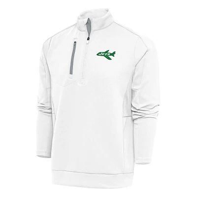 Men's Antigua New York Jets Team Logo Throwback Generation Quarter-Zip Pullover Top