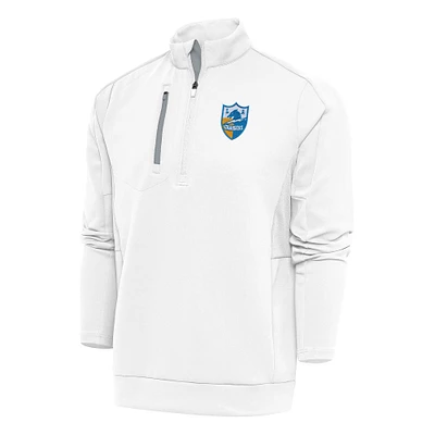Men's Antigua White Los Angeles Chargers Team Logo Throwback Generation Quarter-Zip Pullover Top