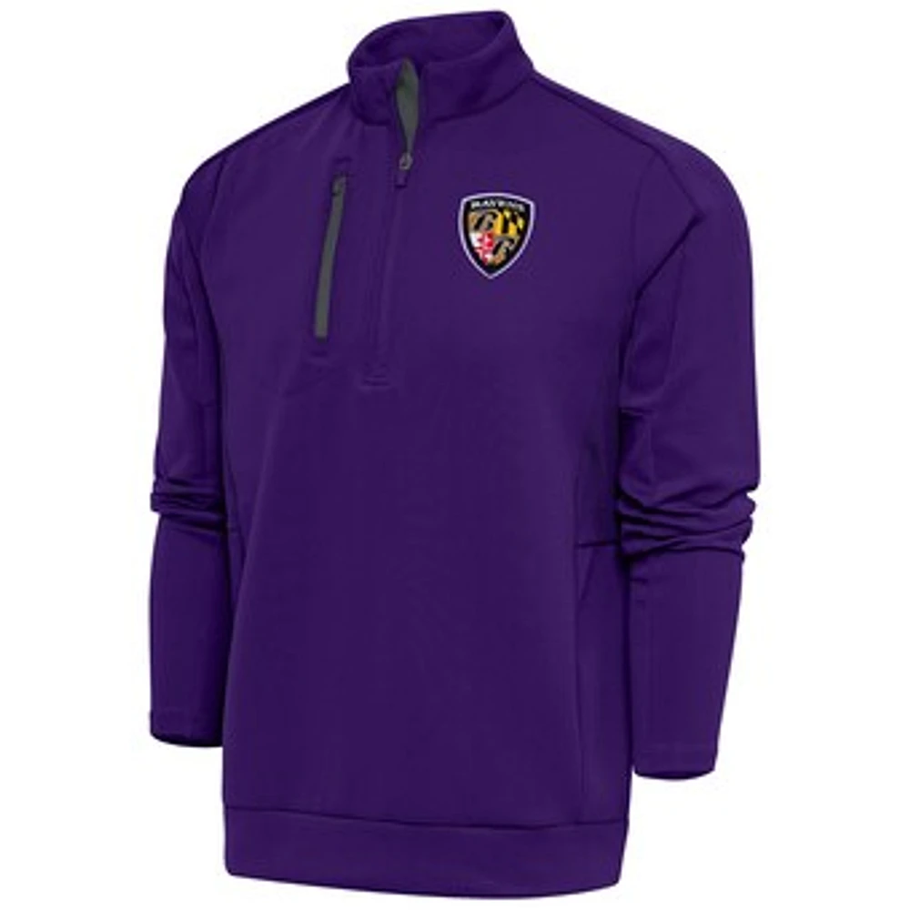 Men's Antigua Baltimore Ravens Team Logo Throwback Generation Quarter-Zip Pullover Top