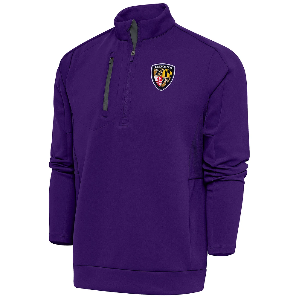 Men's Antigua Baltimore Ravens Team Logo Throwback Generation Quarter-Zip Pullover Top