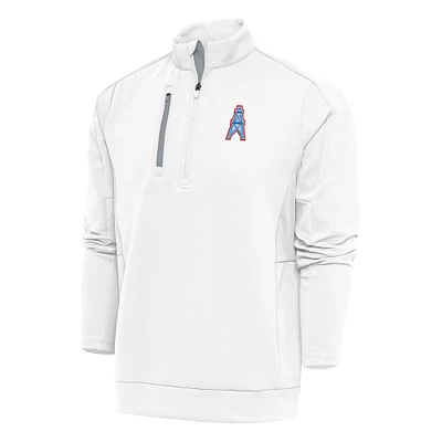 Men's Antigua Houston Oilers Team Logo Throwback Generation Quarter-Zip Pullover Top