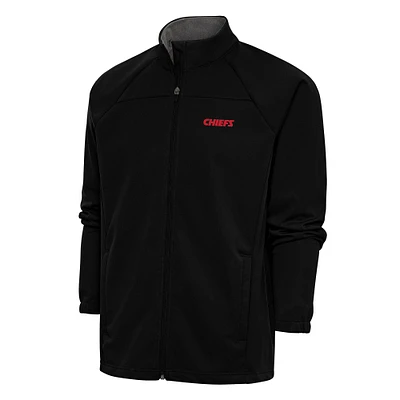 Men's Antigua Black Kansas City Chiefs Team Logo Throwback Links Full-Zip Golf Jacket