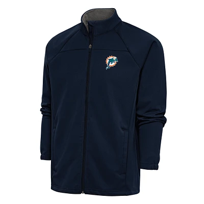 Men's Antigua Navy Miami Dolphins Team Logo Throwback Links Full-Zip Golf Jacket
