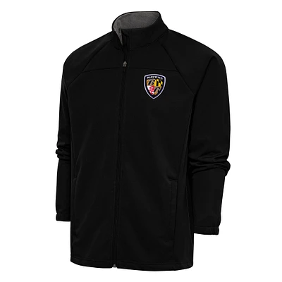 Men's Antigua Black Baltimore Ravens Team Logo Throwback Links Full-Zip Golf Jacket