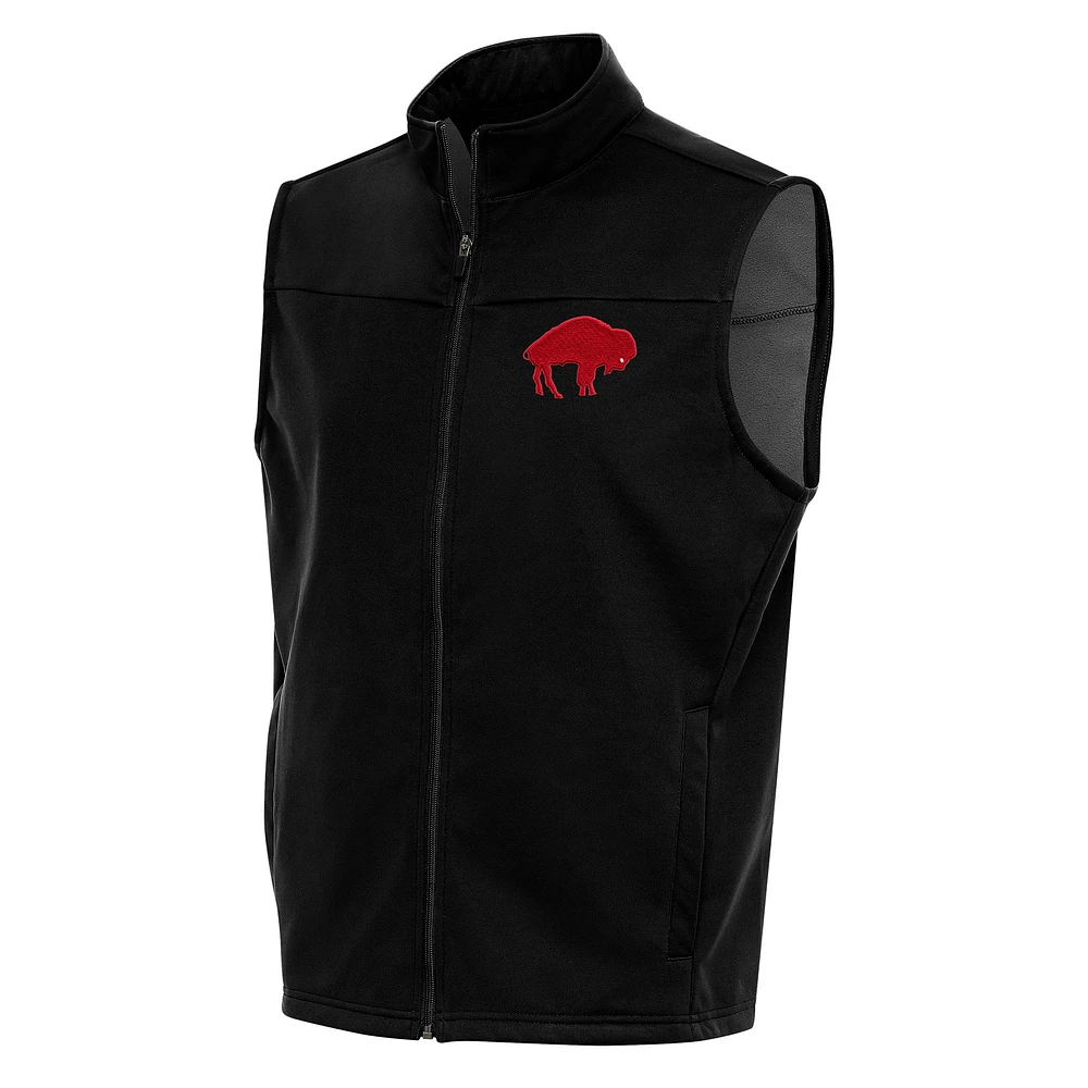 Men's Antigua Black Buffalo Bills Team Logo Throwback Links Golf Full-Zip Vest