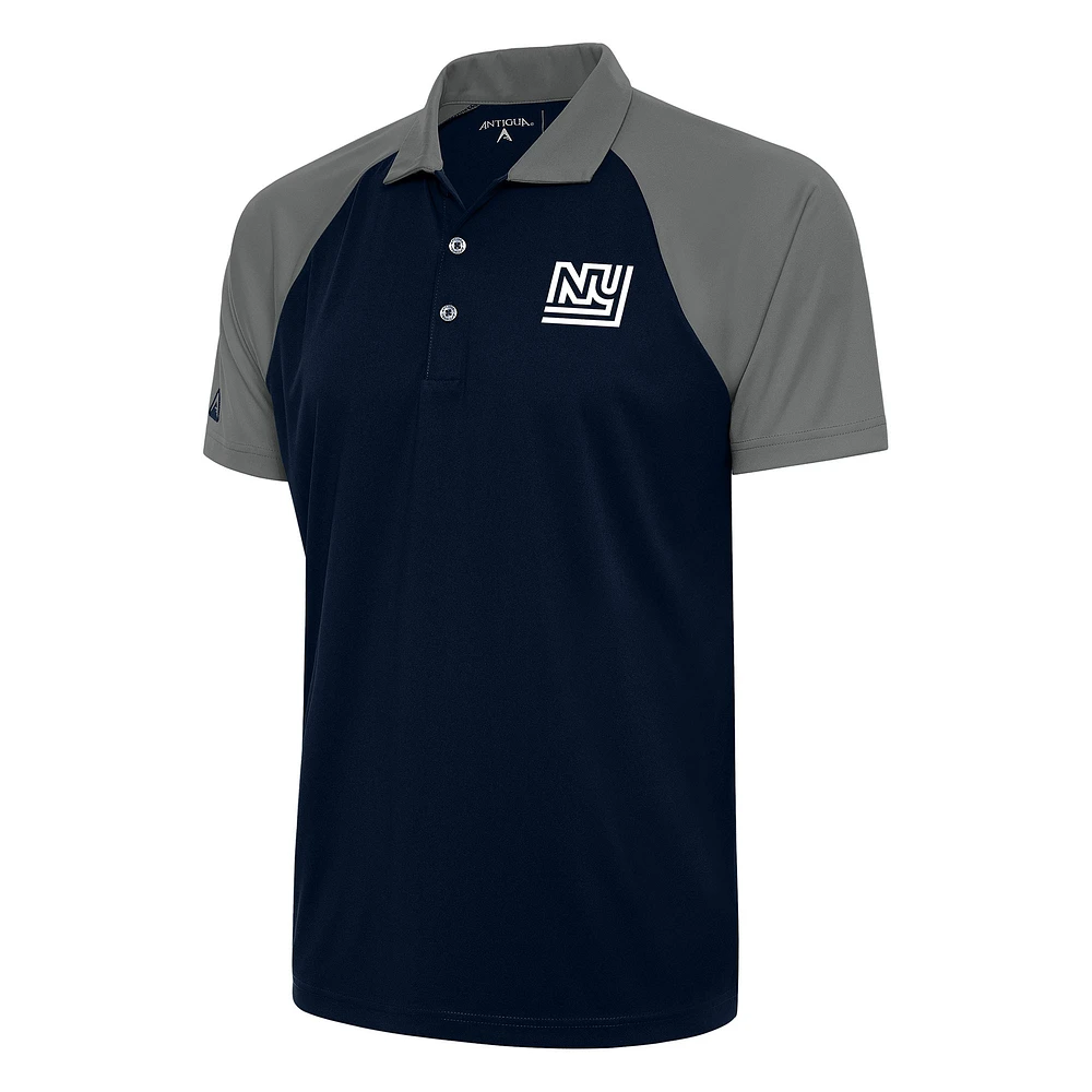 Men's Antigua Navy/Steel New York Giants Team Logo Throwback Nova Polo
