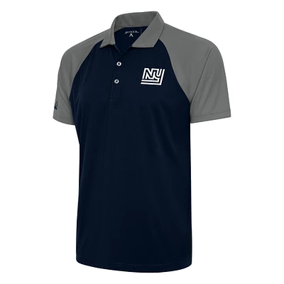 Men's Antigua Navy/Steel New York Giants Team Logo Throwback Nova Polo