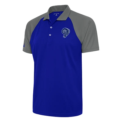 Men's Antigua Royal/ Los Angeles Rams Team Logo Throwback Nova Polo