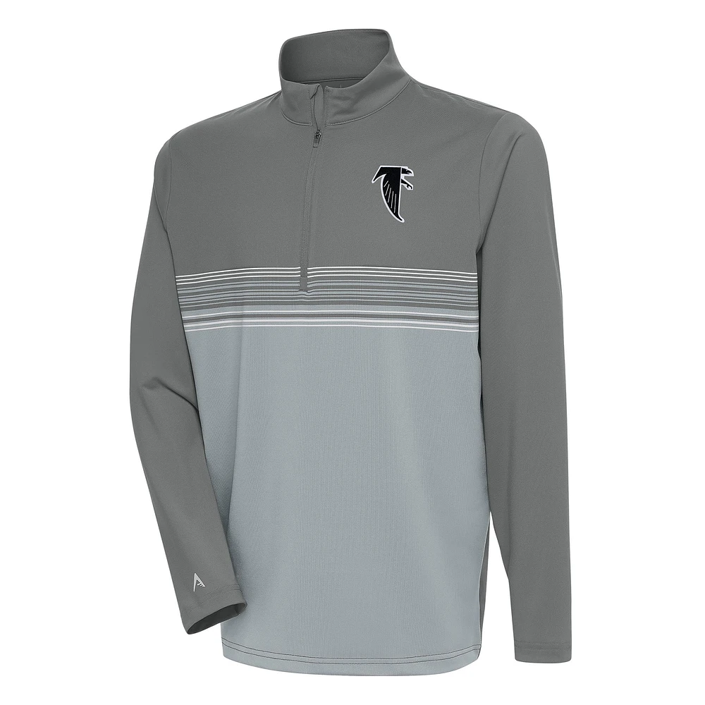 Men's Antigua Steel Atlanta Falcons Team Logo Throwback Pace Quarter-Zip Pullover Top
