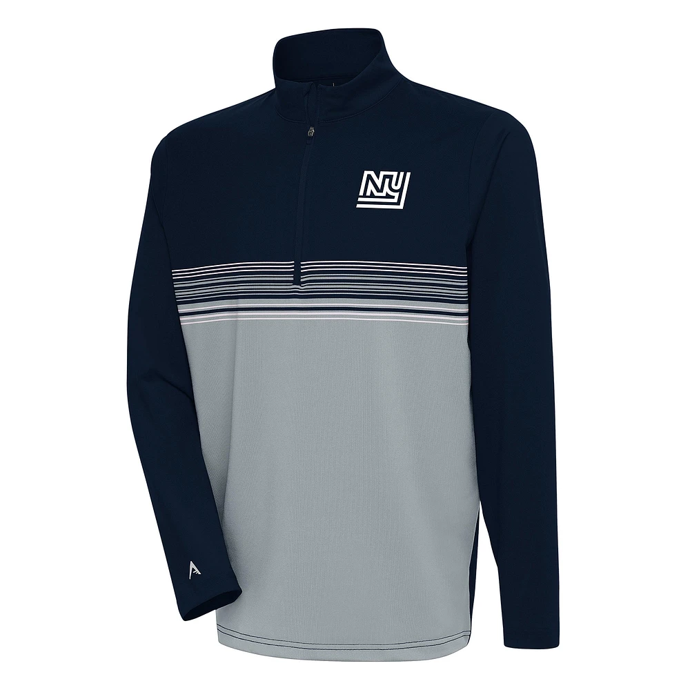 Men's Antigua Navy New York Giants Team Logo Throwback Pace Quarter-Zip Pullover Top