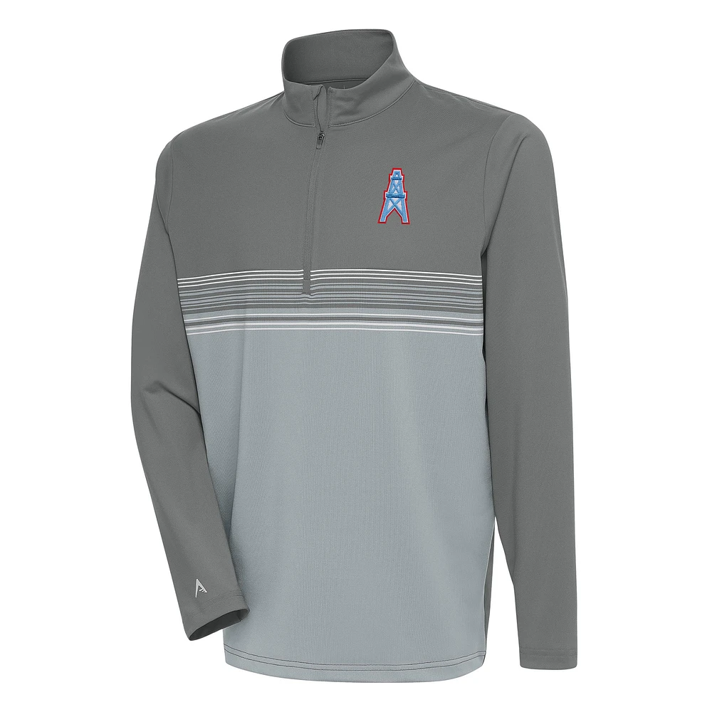 Men's Antigua Houston Oilers Team Logo Throwback Pace Quarter-Zip Pullover Top
