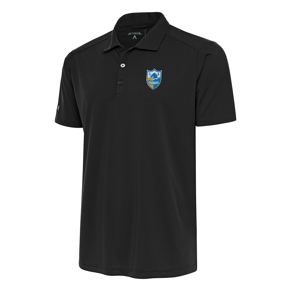 Men's Antigua Charcoal Los Angeles Chargers Team Logo Throwback Big & Tall Tribute Polo