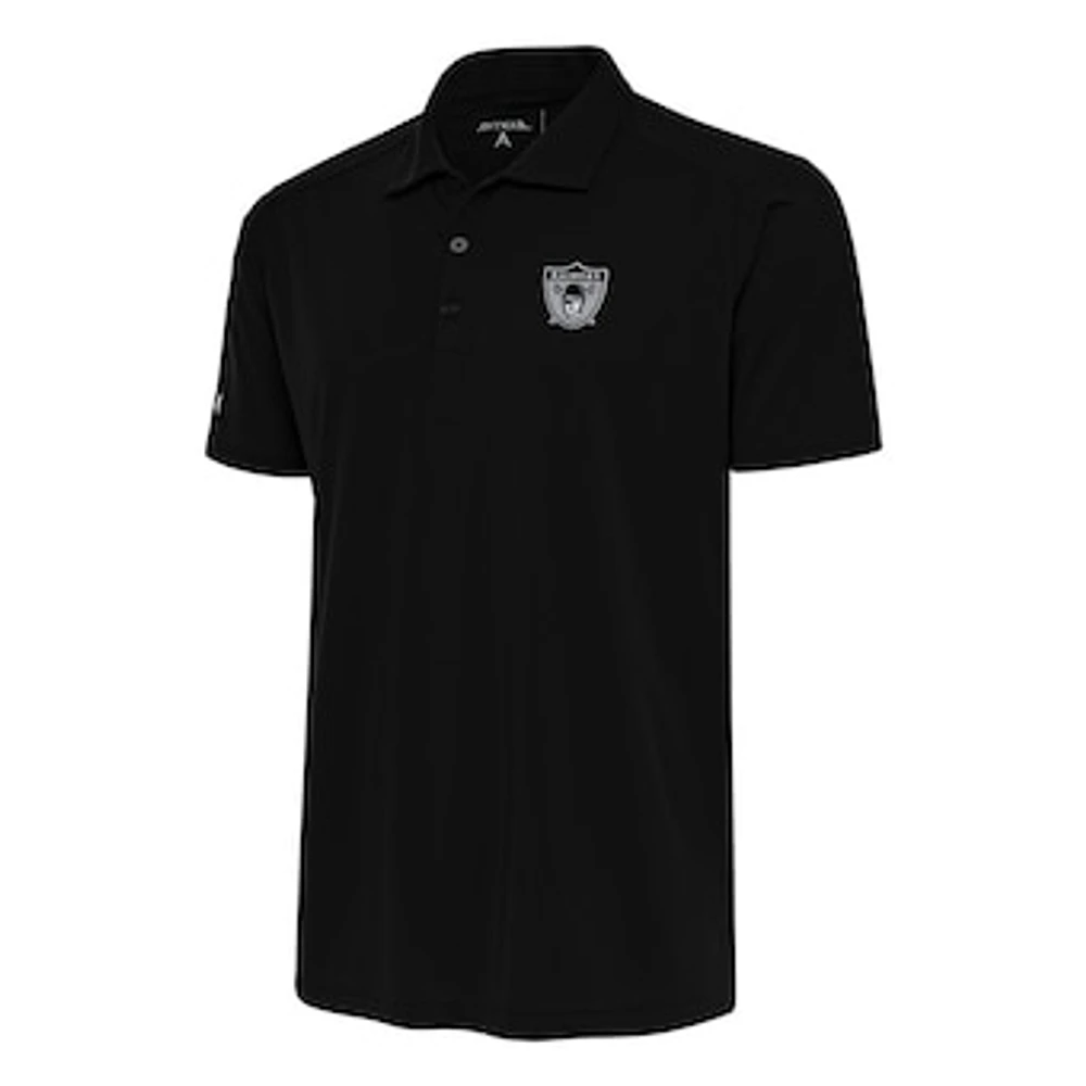 Men's Antigua Black Las Vegas Raiders Team Logo Throwback Big & Tall Tribute Polo
