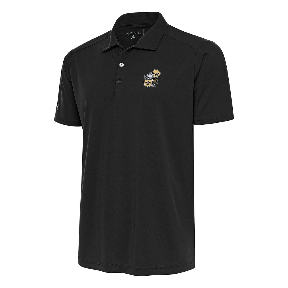 Men's Antigua Charcoal New Orleans Saints Team Logo Throwback Big & Tall Tribute Polo