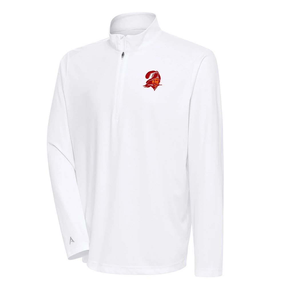 Men's Antigua Tampa Bay Buccaneers Team Logo Throwback Tribute Quarter-Zip Pullover Top