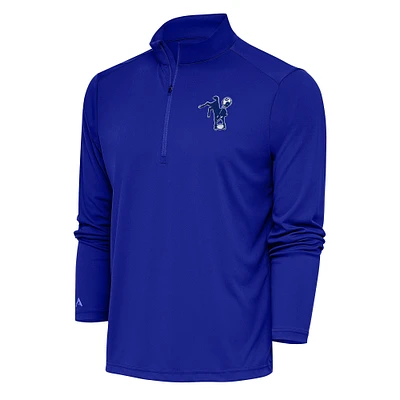 Men's Antigua Royal Indianapolis Colts Team Logo Throwback Tribute Quarter-Zip Pullover Top