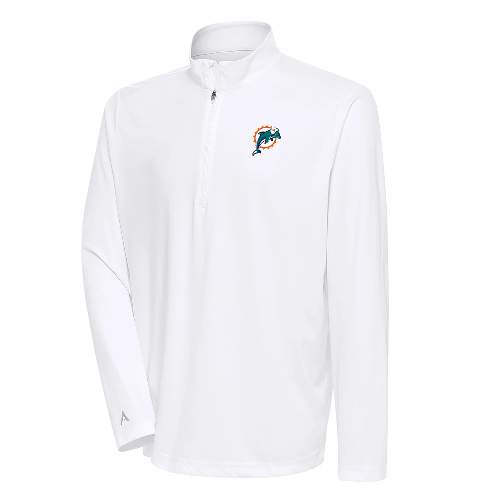 Men's Antigua Miami Dolphins Team Logo Throwback Tribute Quarter-Zip Pullover Top