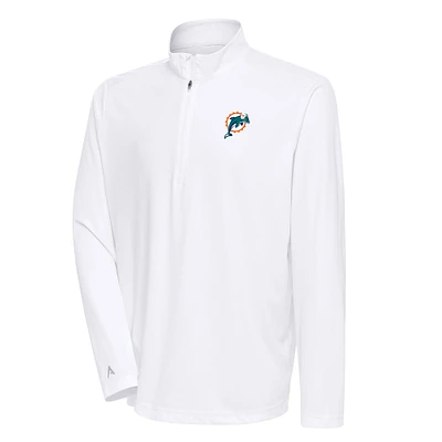 Men's Antigua Miami Dolphins Team Logo Throwback Tribute Quarter-Zip Pullover Top