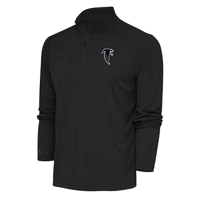 Men's Antigua Charcoal Atlanta Falcons Team Logo Throwback Tribute Quarter-Zip Pullover Top