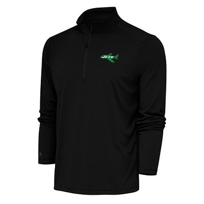 Men's Antigua New York Jets Team Logo Throwback Tribute Quarter-Zip Pullover Top