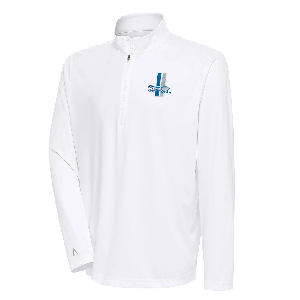 Men's Antigua Detroit Lions Team Logo Throwback Tribute Quarter-Zip Pullover Top