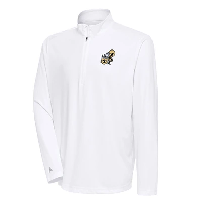 Men's Antigua New Orleans Saints Team Logo Throwback Tribute Quarter-Zip Pullover Top